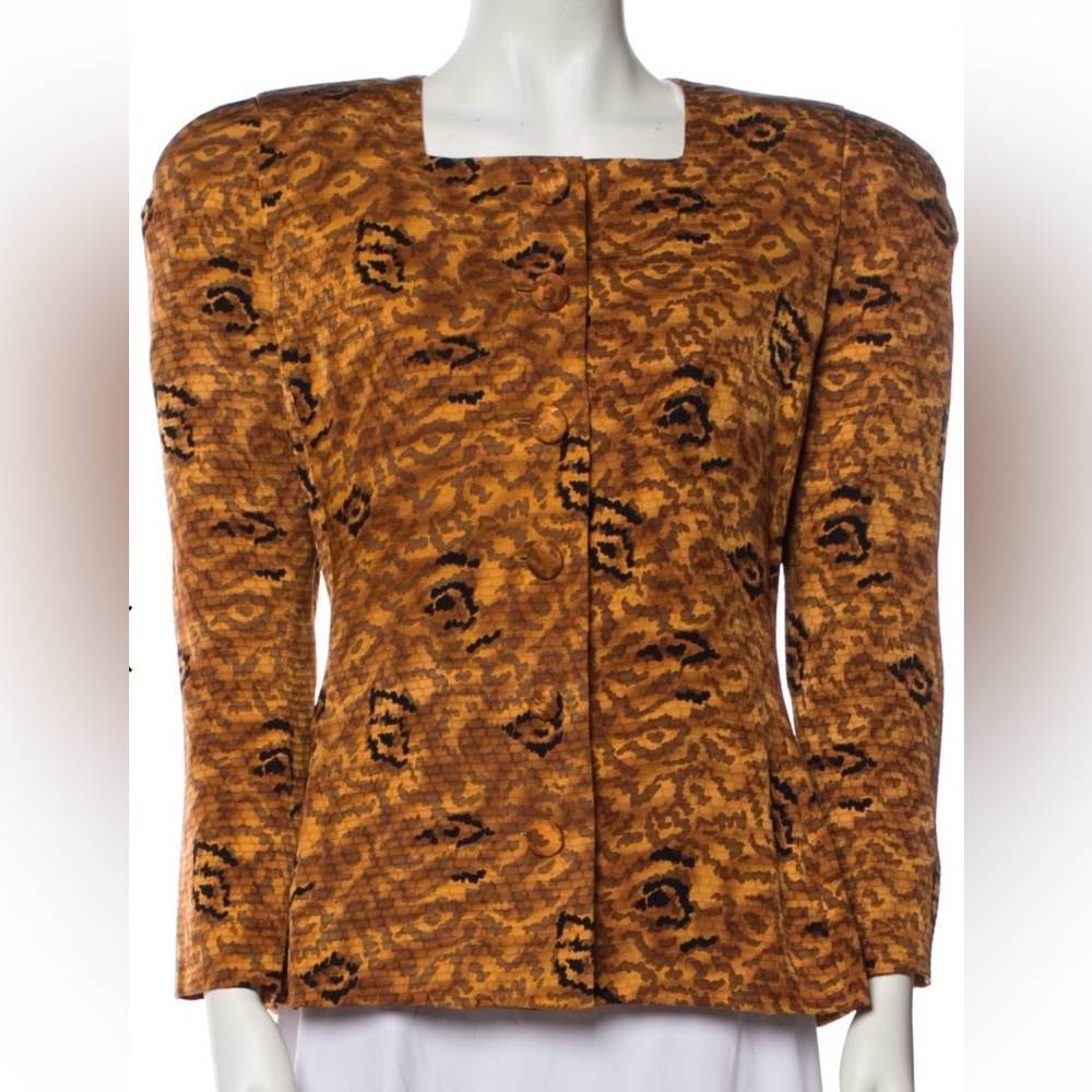 Vintage 80s Silk Leopard Blazer